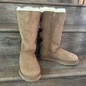Brand New Ugg Bailey Bow Tall Boots in Chestnut color